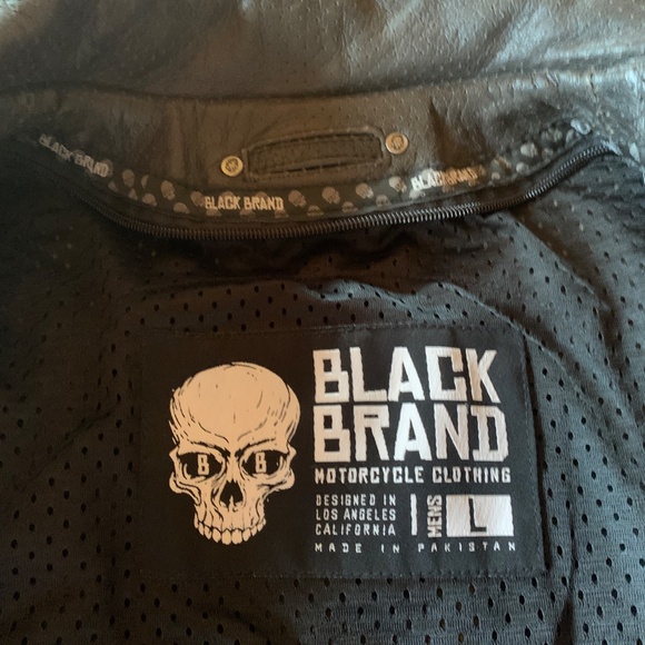 Black Brand Neanderthal Leather Motorcycle Jacket Black - Men's Large - Picture 2 of 11